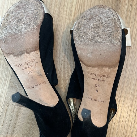 Kate Spade Black Slingback Peep-toe Heels with Satin Bow - Picture 3 of 5